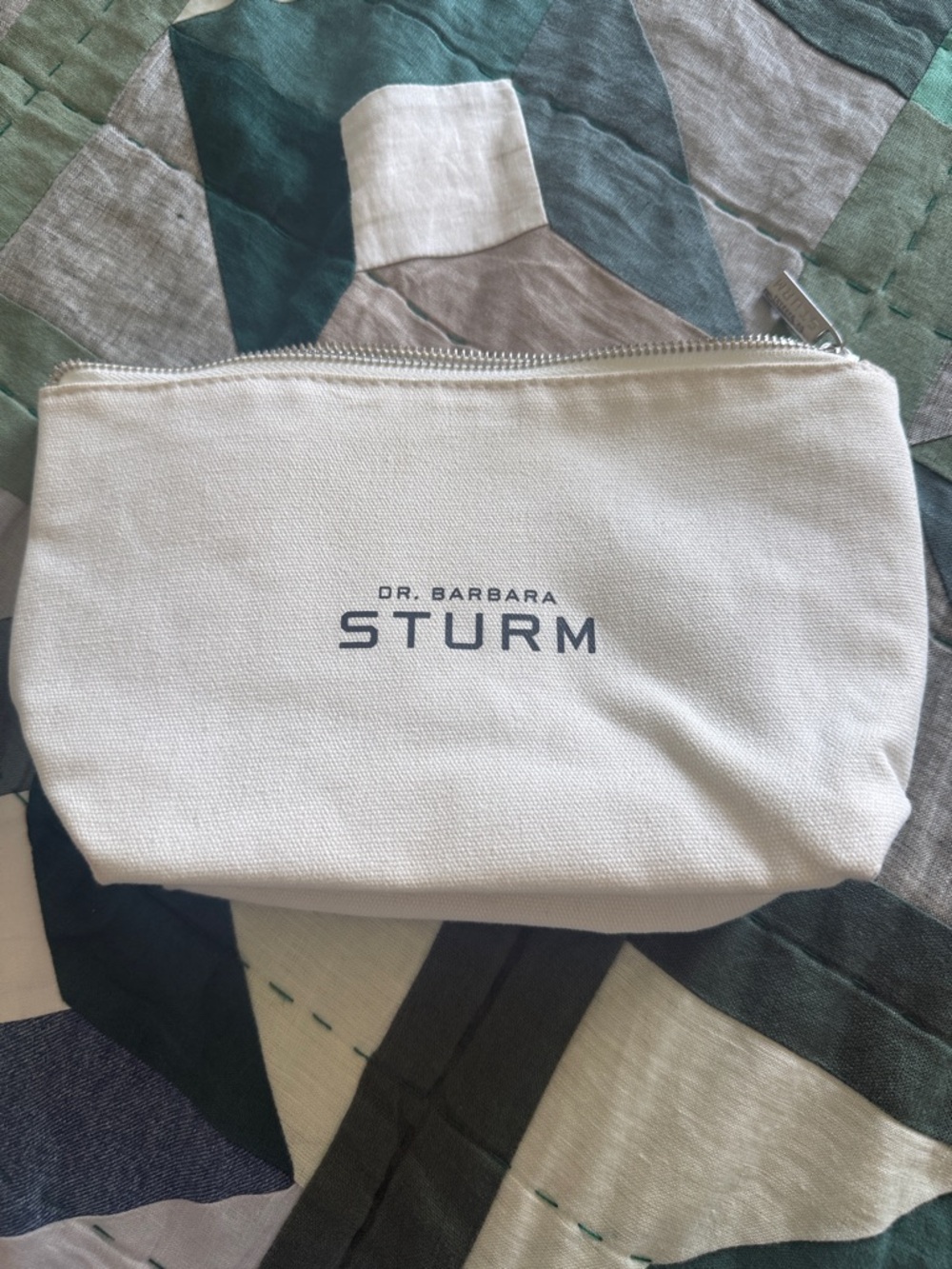 Dr. Barbara Sturm Cream Canvas Zip Pouch with Black Logo